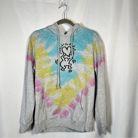 Keith Haring Tie Dye Graphic Hoodie Pop Art Medium - Picture 3 of 7